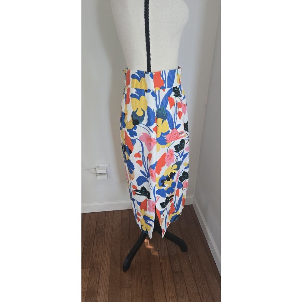 J Crew Sz 6 Morning Floral Pintucked Midi Skirt Abstract Colorful A Line Pencil - Picture 2 of 9